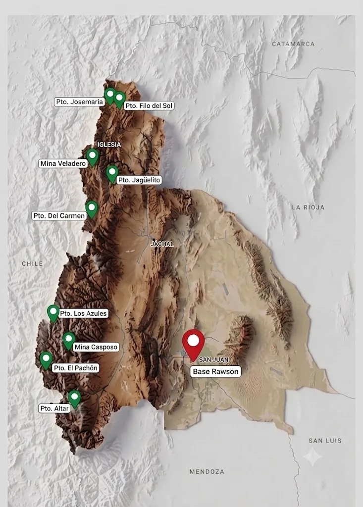 Mapa de ubicación de la Base Rawson de ISMAEL S.A. en el Gran San Juan